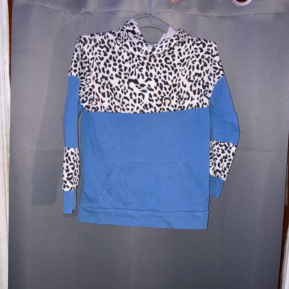 Leopard Print and Blue Hoodie